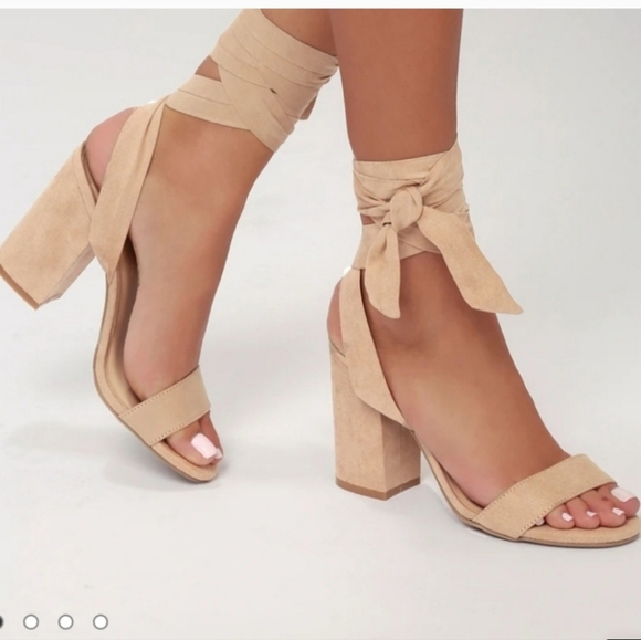 Lulus Shoes - Women's Lulu's Suede Lace Up Heels Size 8